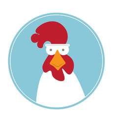 Head of cartoon rooster isolated on white.Chinese calendar.
