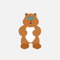 Cartoon beaver. Funny  bear in flat outlline style for posters, invitations, post cards.