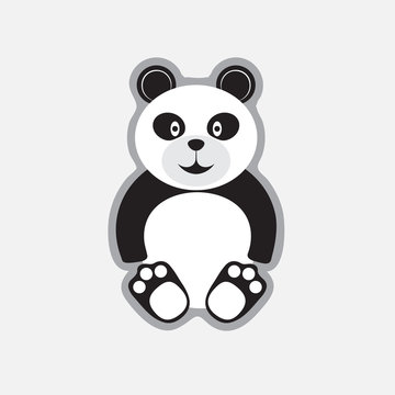 Cartoon panda. Funny bear in flat outlline style for posters, invitations, post cards