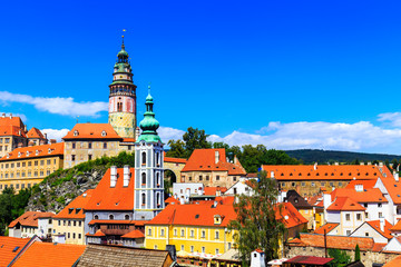 Castle tower, Cesky Krumlov, Czech Republic. UNESCO World Heritage Site