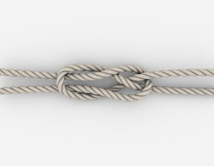 Rope Sheet Bend.Isolated on white background.