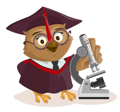 Owl teacher and microscope