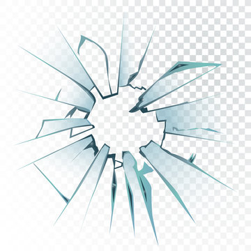 Accidentally Broken Frosted Window Pane Or Vector Illustration