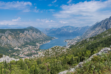 Fototapeta na wymiar View of Kotor Bay from the mountain.
