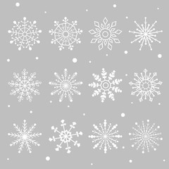 Fototapeta na wymiar Set of Blue vector snowflakes