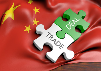 China trade deals and international commerce concept, 3D rendering