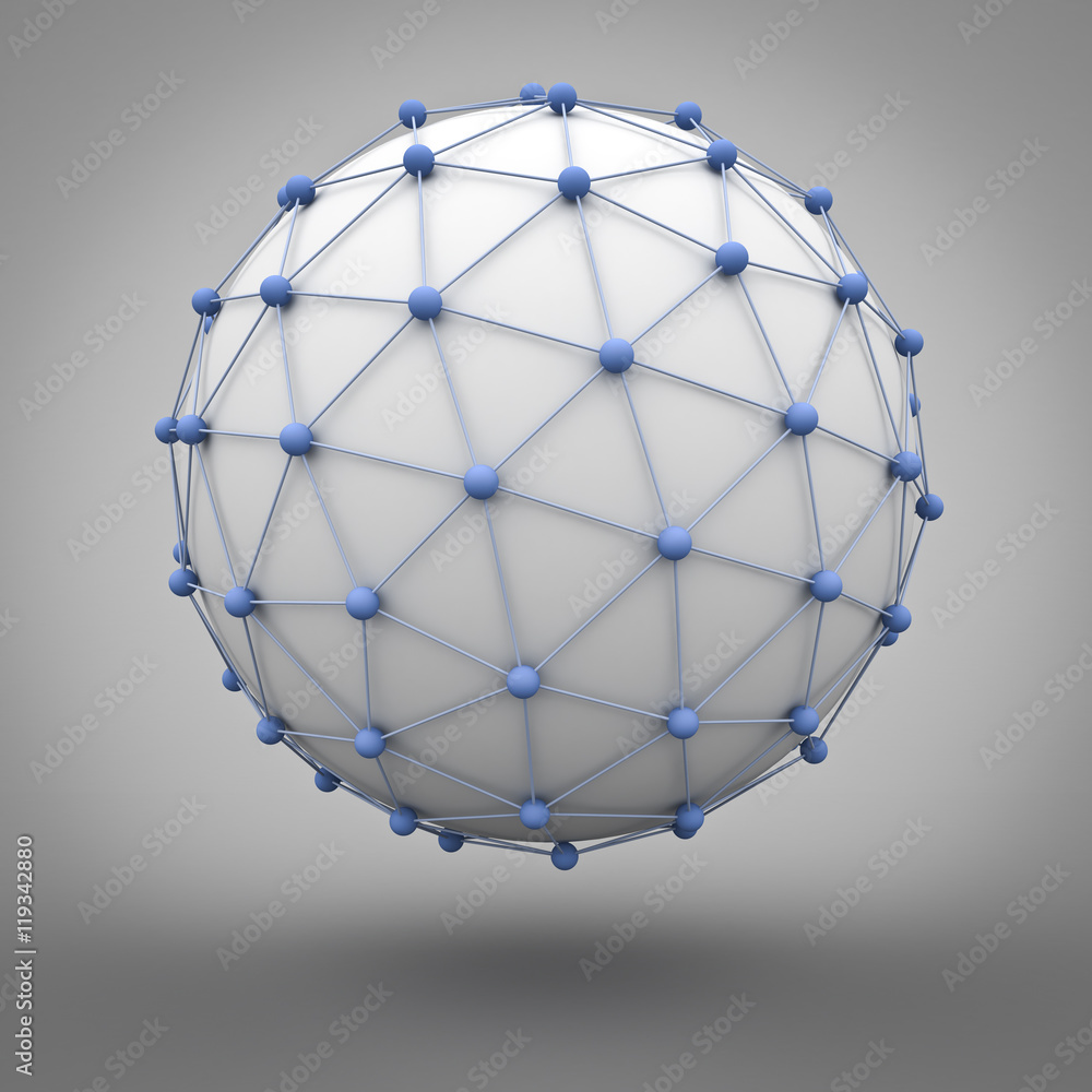 Aufkleber Global network concept on grey background 3D rendering