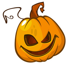 Halloween Pumpkin head isolated on white. Scary Jack. Vector illustration