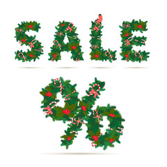 Christmas Sale festive wreath letters and percent figure