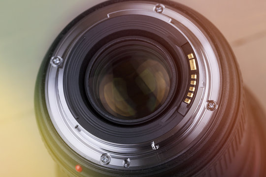 closeup of photo lens