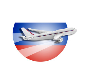 Plane and Russia flag.