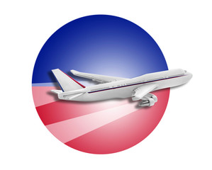Plane and Haiti flag.