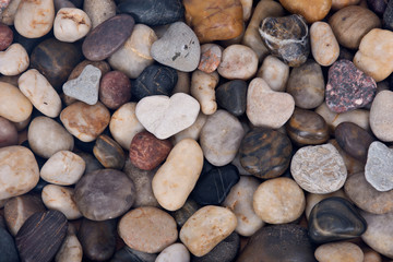 Hearth shape pebble stone colorful artistic background