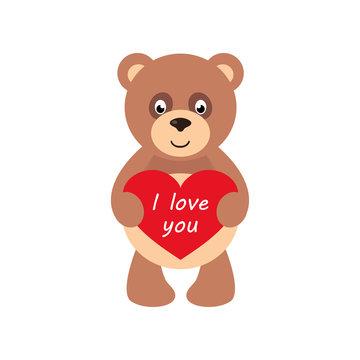 cartoon teddy with heart