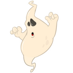 Happy cartoon ghost. Halloween vector illustration