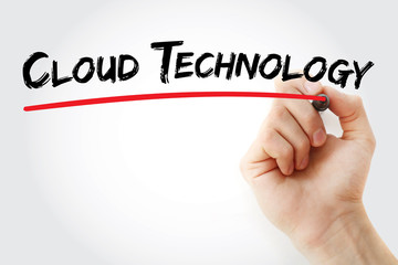 Hand writing CLOUD TECHNOLOGY with marker, concept background