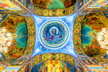 Fototapeta na wymiar Interior of the church of the Savior on Spilled Blood, St Petersburg Russia