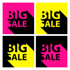 Naklejka premium Set of bright Big Sale banners with long shadow for business, promotion and advertising. Vector illustration.