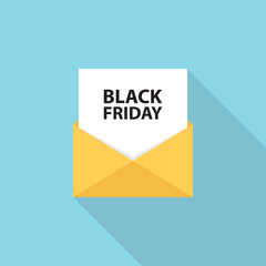 Black Friday sales letter, email or message with long shadow. Flat style vector Illustration.