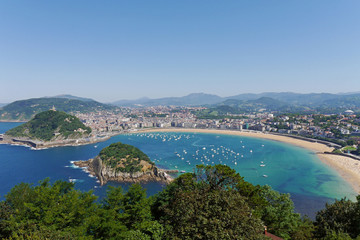 Obraz premium La Concha Beach from Igeldo Mount. Donostia-San Sebastian. Basque Country. Gipuzkoa. SPAIN.