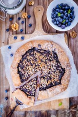 homemade galette with blueberries and walnuts