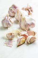 The fresh garlic.