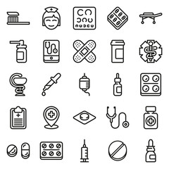 Medical icons set isolated on white background