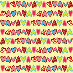 Pattern with cute colorful hearts