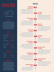 Modern cv resume with detailed timeline