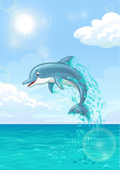 Cute dolphin in summer sea