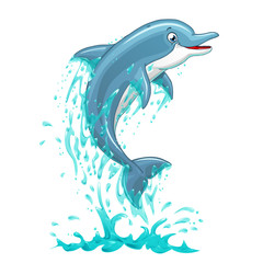 Dolphin jumps in water splashes on white © Irbis-Nariel