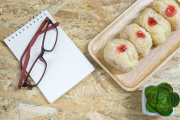 Bakery on plywood background