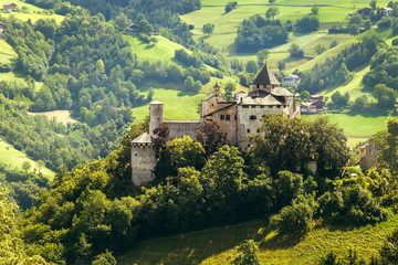 Amazing medieval castle of Presule in Dolomites mountains, Northern Italy 