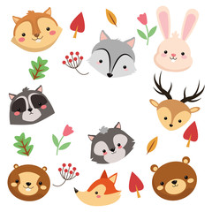 flat design forest animals pattern icon vector illustration