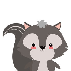 flat design cute skunk cartoon icon vector illustration