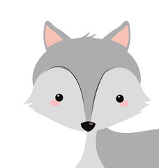 flat design cute fox cartoon icon vector illustration