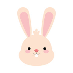 flat design cute rabbit cartoon icon vector illustration