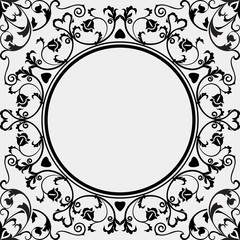 Simple vintage black and white frame vector template.