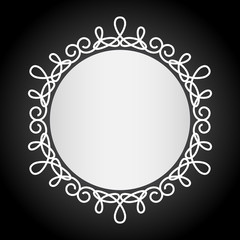 Simple vintage black and white round frame vector template.