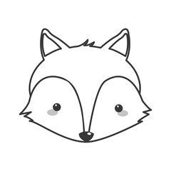 flat design cute fox cartoon icon vector illustration
