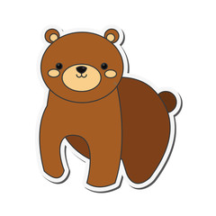 flat design cute bear cartoon icon vector illustration