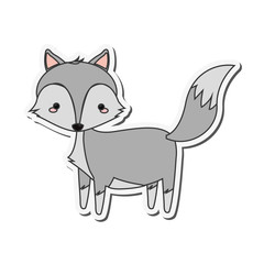 flat design cute fox cartoon icon vector illustration