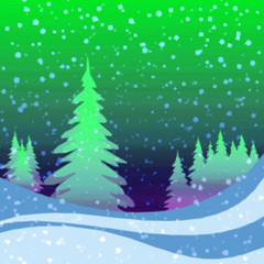 Obraz premium Christmas Fairy Landscape, Low Poly Background for Holiday Design, Winter Forest with Fir Trees and Snow. Vector