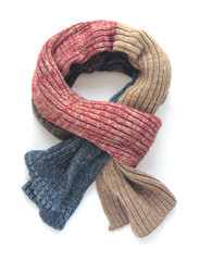 Warm colored scarf on a white background