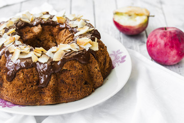 homemade apple cake with chocolate