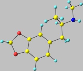 Obraz premium Ecstasy molecular structure isolated on grey