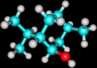 Menthol molecular structure isolated on black