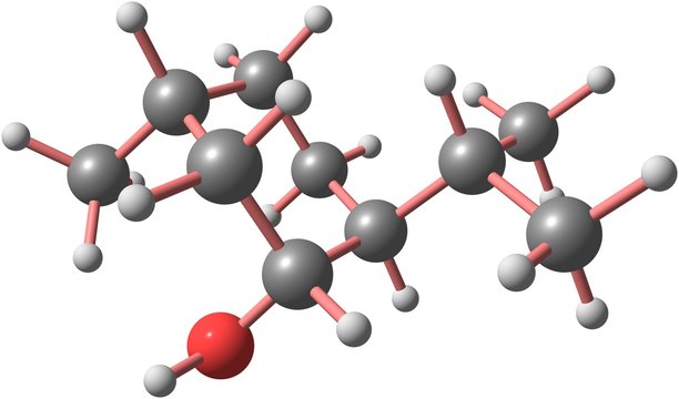 Menthol molecular structure isolated on white