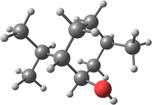 Menthol molecular structure isolated on white