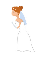 flat design happy bride kiss icon vector illustration